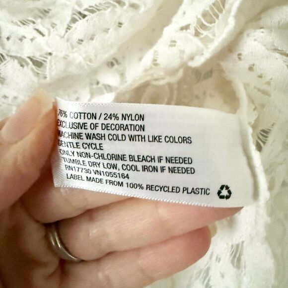 A New Day Long Flare Sleeve Sheer Shirt Lace Top in White Size XXL - Picture 4 of 6